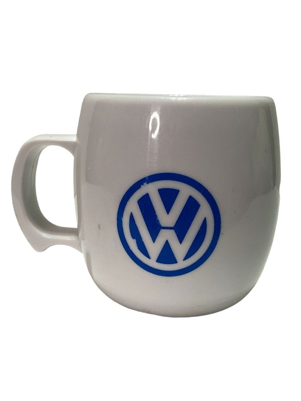 Vtg Volkswagen VW Coffee Mug Cup 1996 Automobile Plastic Round White 3.5"H USA